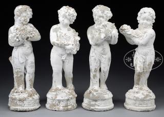 Appraisal: FOUR ALLEGORICAL GARDEN STATUES First half th century The four