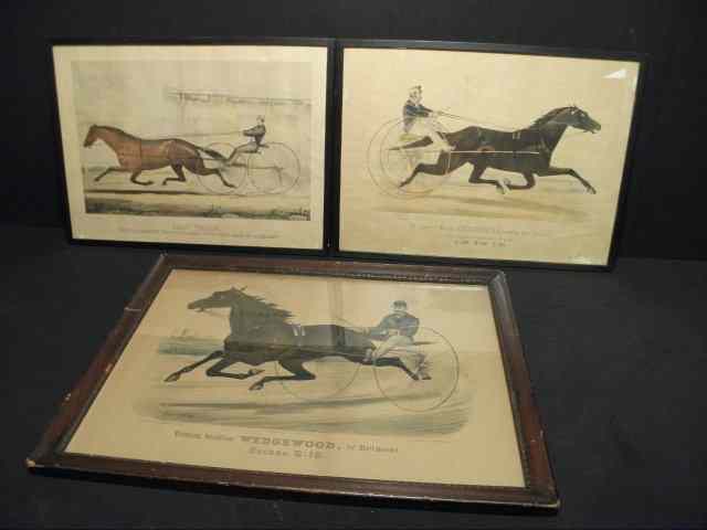 Appraisal: Three Currier and Ives hand colored lithographs depicting trotting horses