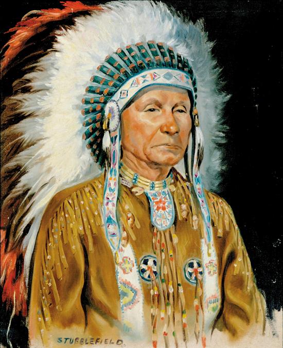 Appraisal: Hord Stubblefield South Carolina - PORTRAIT OF INDIAN CHIEF oil