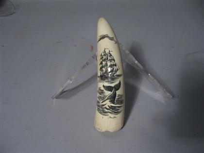 Appraisal: Scrimshaw maritime decorated whale's tooth L in