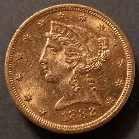 Appraisal: U S Coronet type gold Half Eagle S AU-