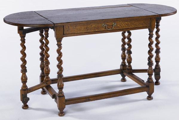 Appraisal: FLEMISH BAROQUE DRAWLEAF TABLE In oak with spiral columns th