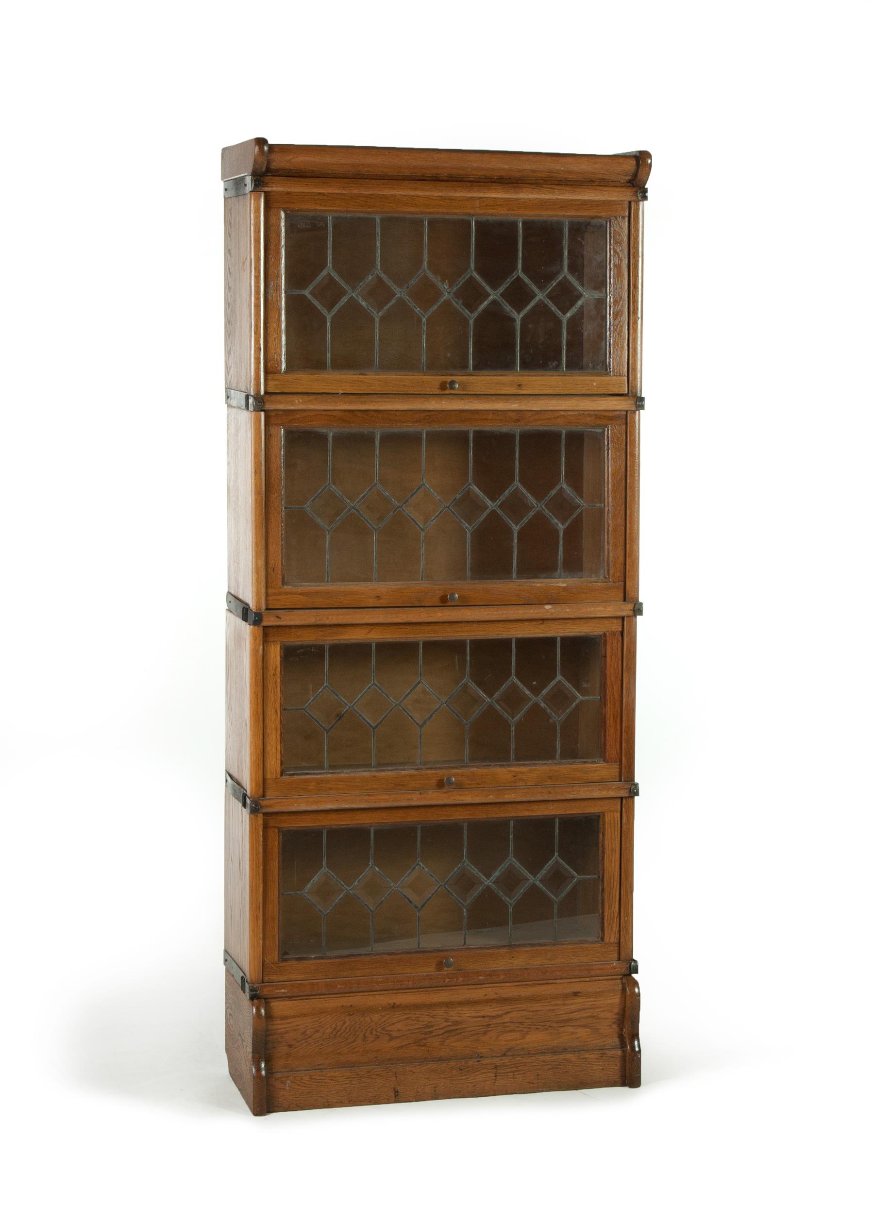 Appraisal: FOUR-STACK OAK BOOKCASE American st half- th century Beveled and