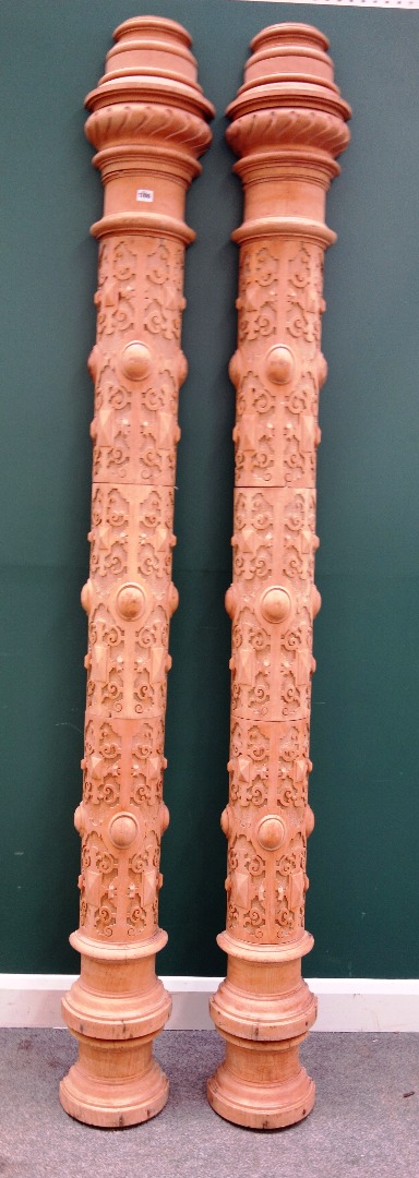 Appraisal: A pair of carved Victorian Gothic Revival style bleached mahogany