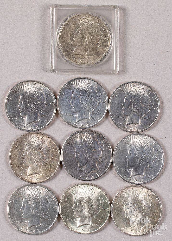 Appraisal: Ten Peace silver dollars Ten Peace silver dollars In-House shipping