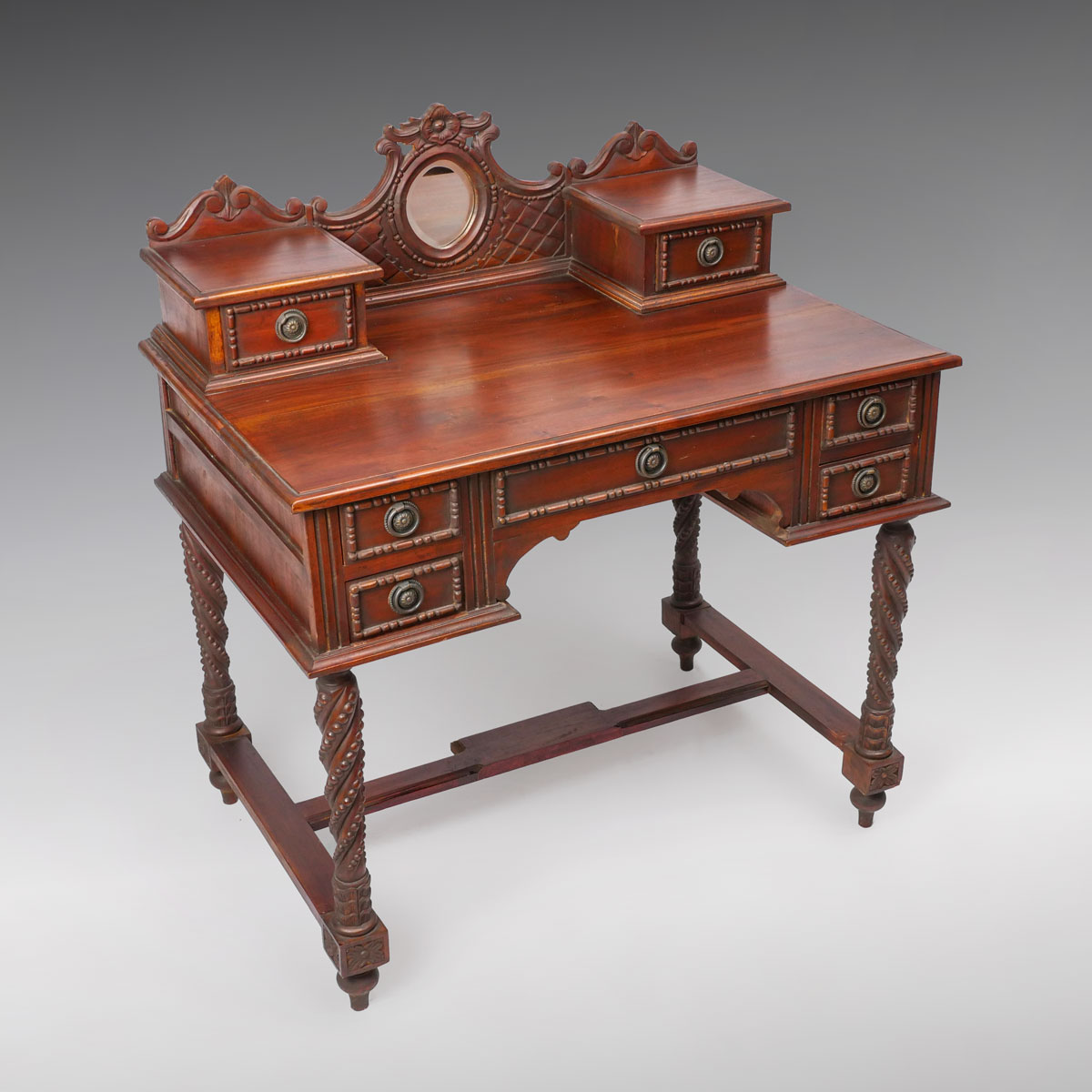 Appraisal: WALNUT CARVED DESK Early carved Walnut desk with a scrolling