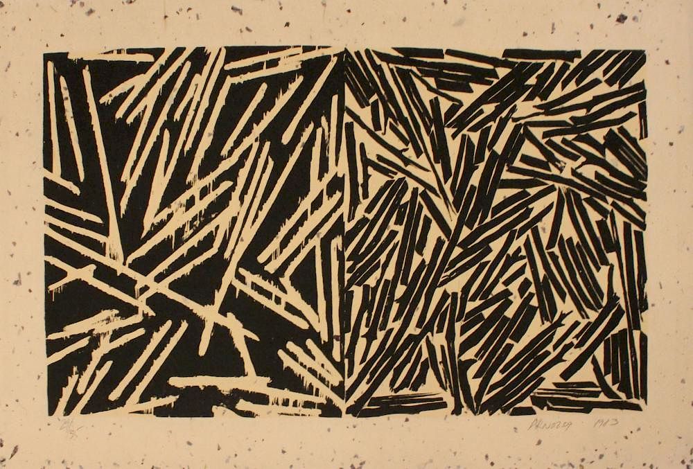 Appraisal: Charles Arnoldi Untitled Charles Arnoldi Untitled Woodcut in black and