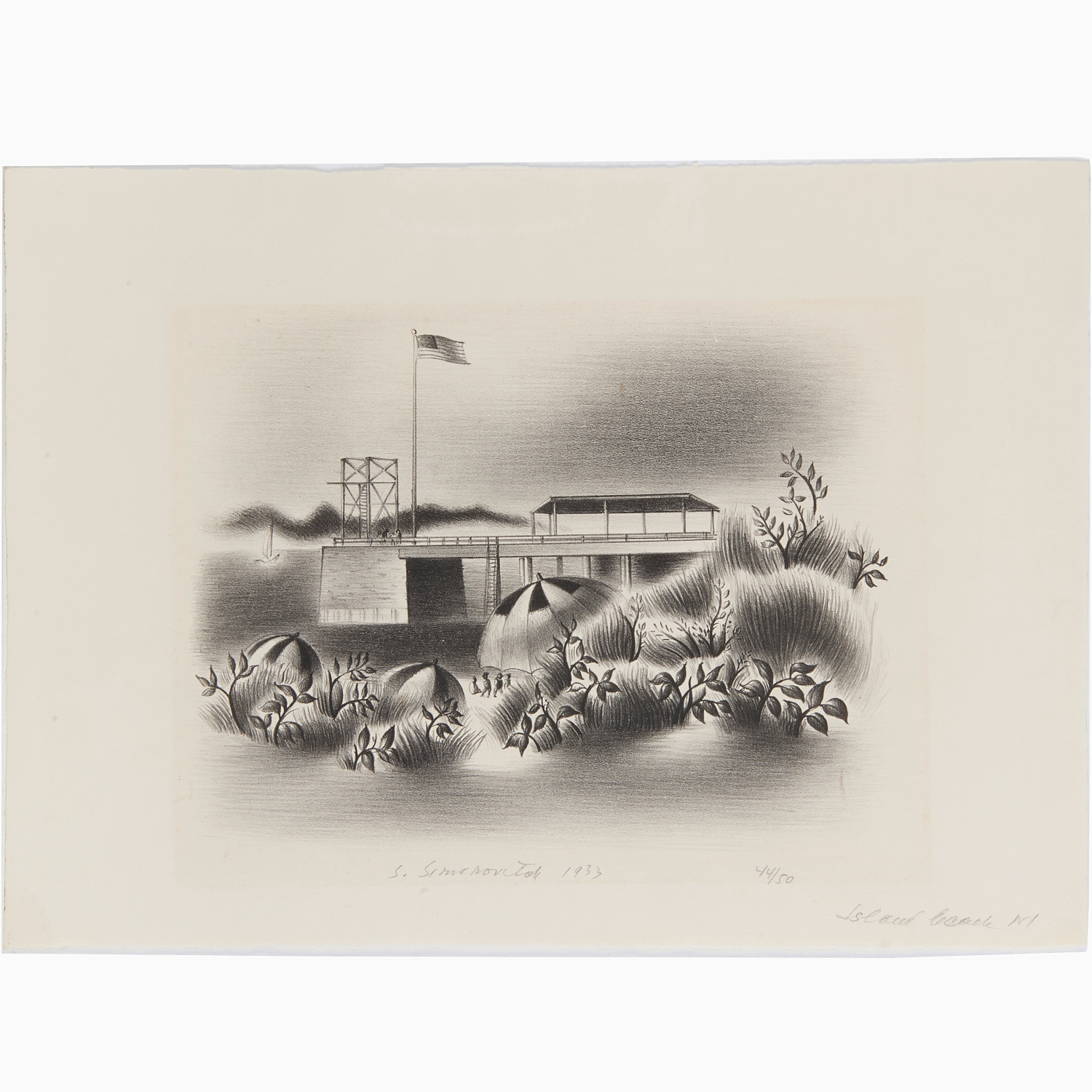 Appraisal: SIMKA SIMKHOVITCH LITHOGRAPH Simka Simkhovitch Russian-American - Island Beach WI