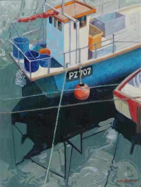 Appraisal: JOHN STOPS - A fishing boat in Penzance harbour signed