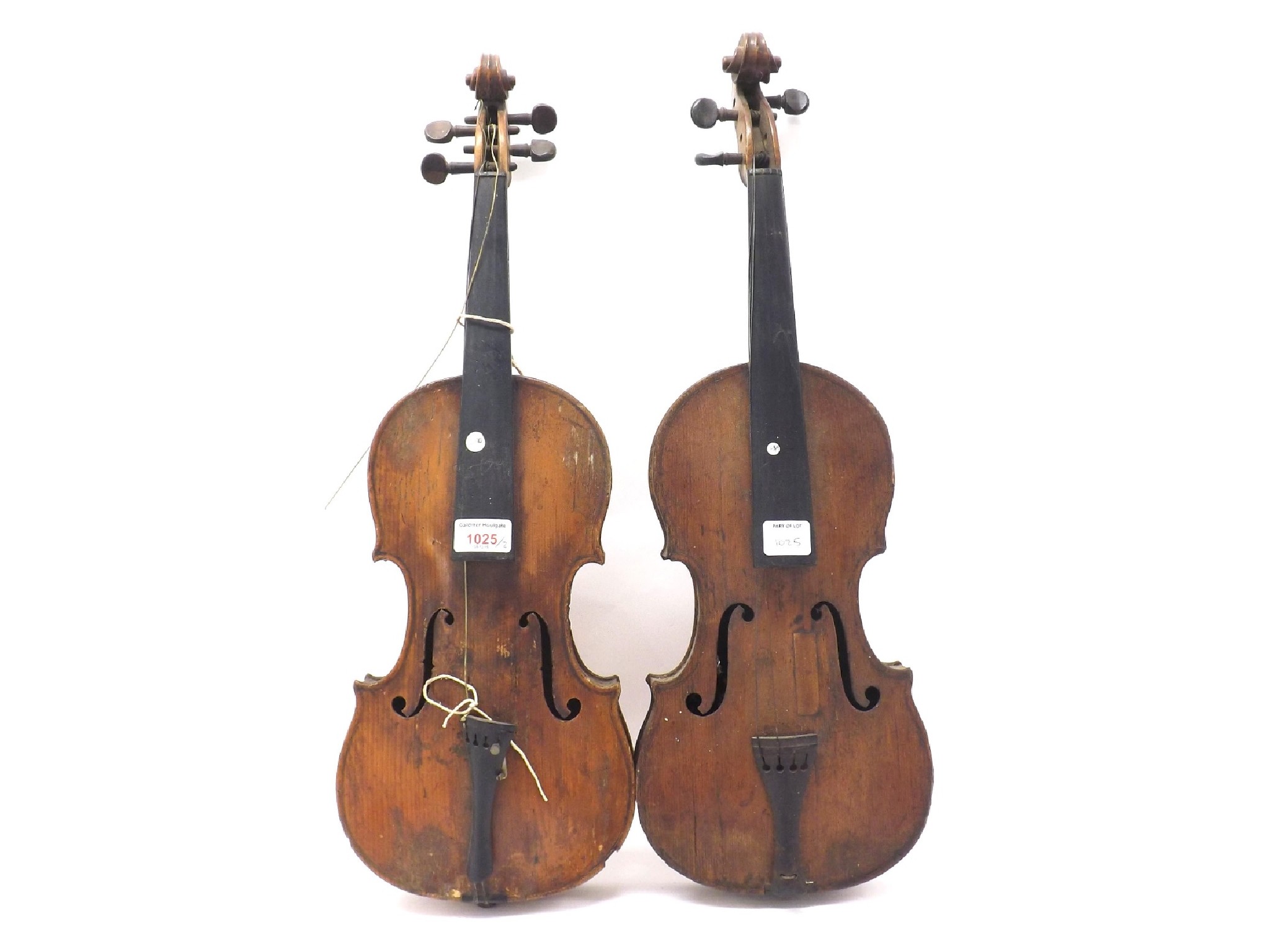 Appraisal: Two interesting th century violins in need of restoration both