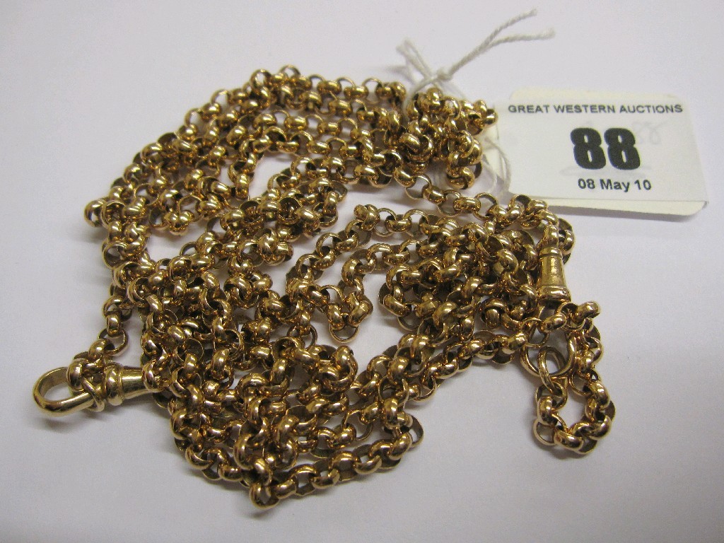 Appraisal: Two ct gold belcher link neckchains cm and cm Approx