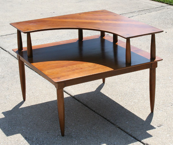 Appraisal: Willett Mid Century Modern cherry square corner table Danish style