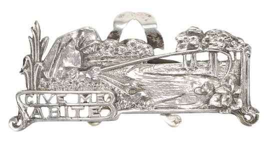 Appraisal: An Edwardian silver scenic menu holder 'GIVE ME A BITE'