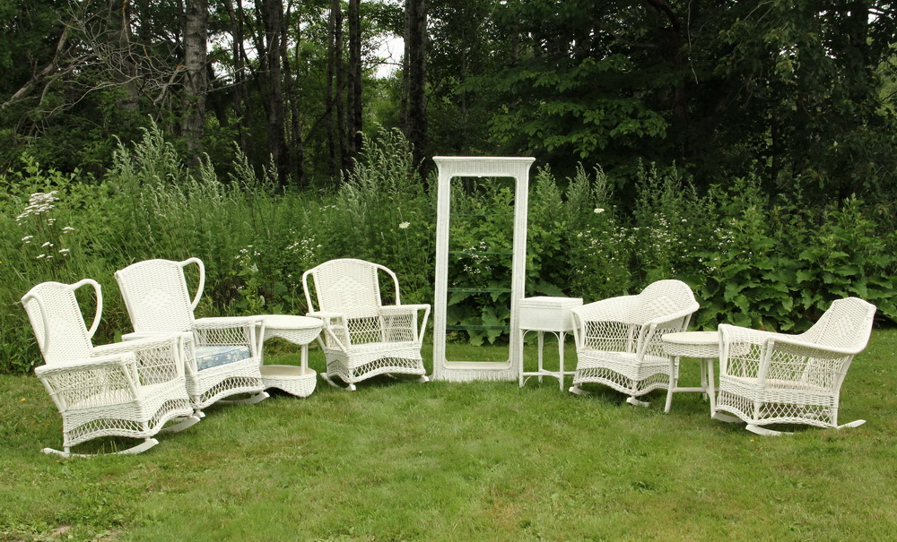 Appraisal: PCS WICKER - All 's Bar Harbor in gloss white