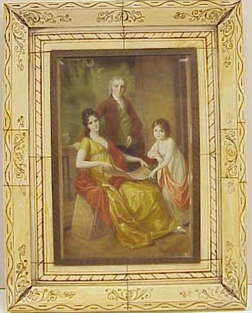 Appraisal: Painting on ivory of a man woman and child in