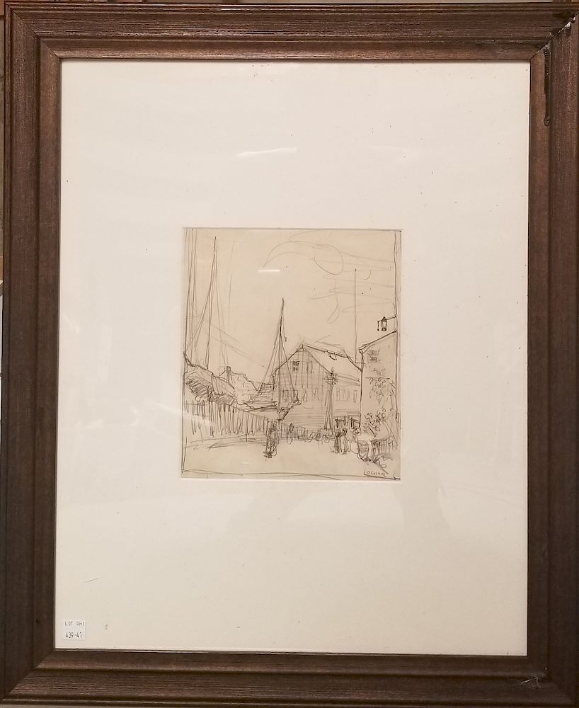 Appraisal: O' Connor Signed Drawing of a Village O' Connor Signed