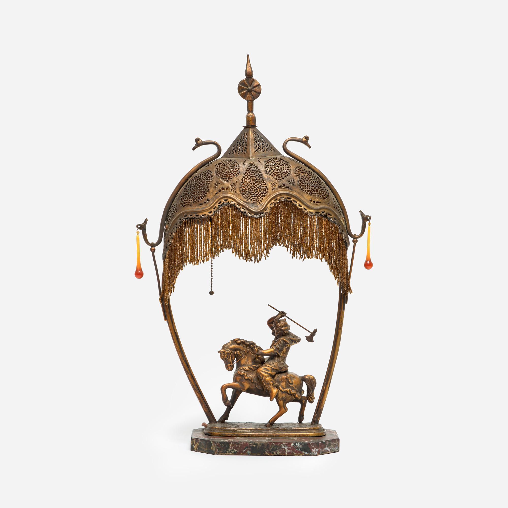 Appraisal: FIGURAL ORIENTALIST BOUDOIR LAMP SYRIAN CIRCA A fantastic antique Orientalist