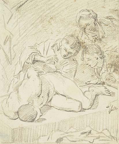 Appraisal: LUCA GIORDANO MANNER OF Naples - Naples Three Figures Looking