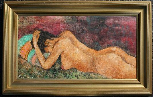 Appraisal: HALL John Timothy American th c Reclining Nude Oil Canvas