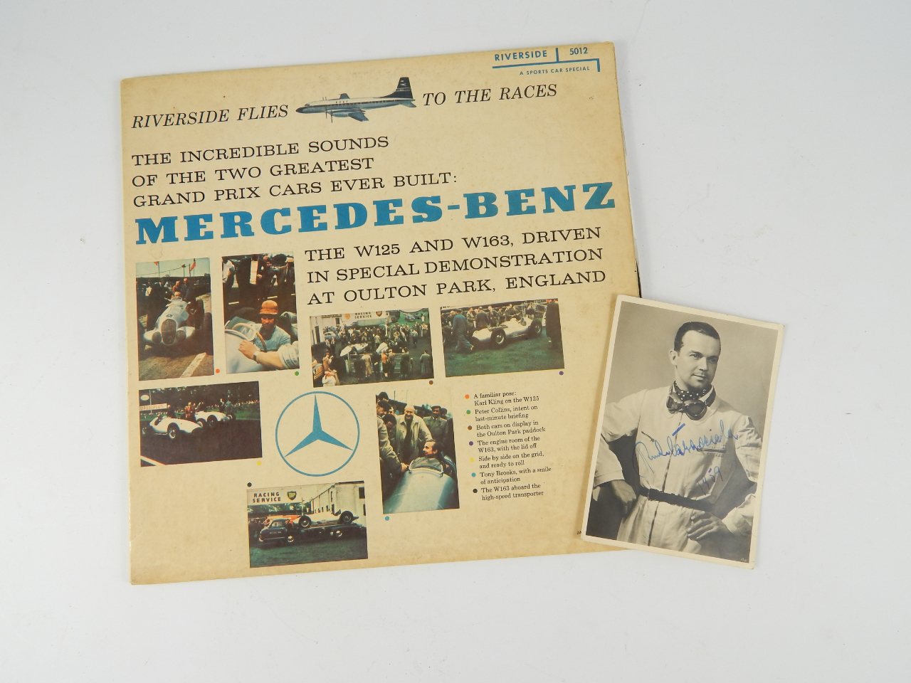 Appraisal: A photo card of and signed by Rudolf Caracciola of