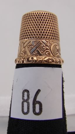 Appraisal: USA gold scenic thimble engraved MA