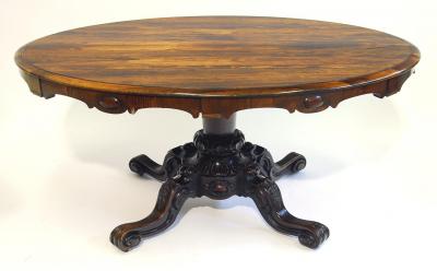 Appraisal: A VICTORIAN ROSEWOOD LOO TABLE the moulded edged top over