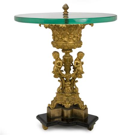 Appraisal: Louis XVI Style Gilt-Bronze Glass and Painted Wood Side Table