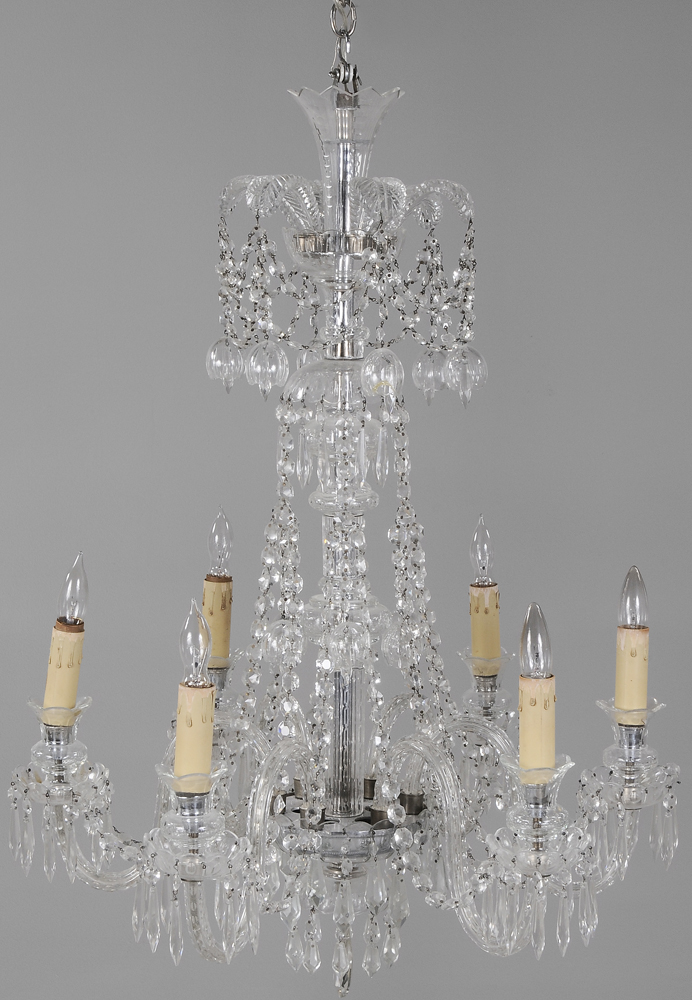 Appraisal: Regency Style Chandelier th century six lights feathered crown hung