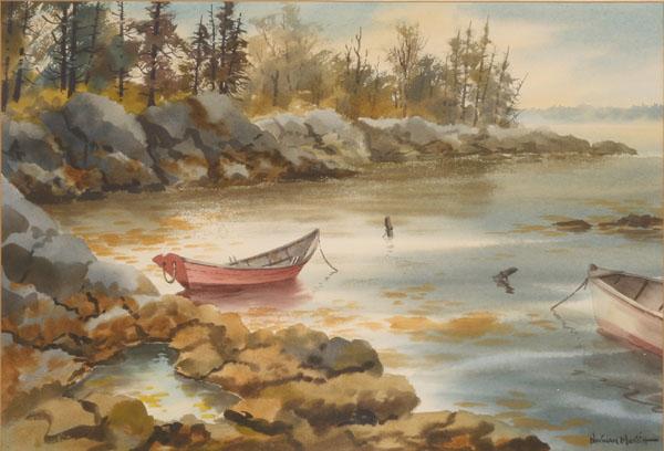 Appraisal: Norman Merritt American th century Maine seascape with row boats