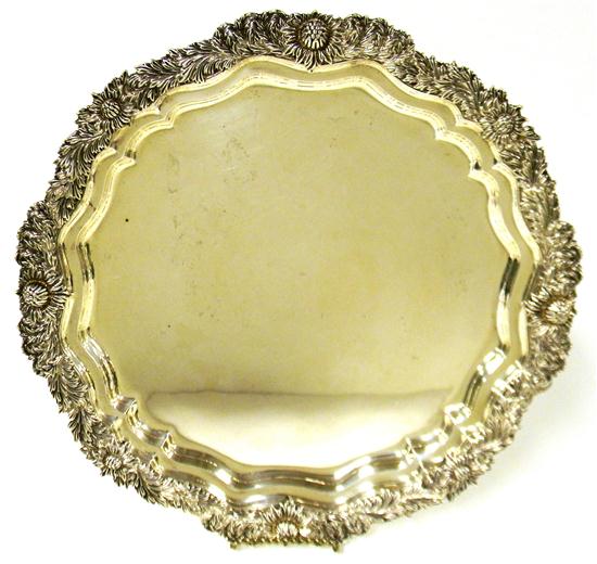 Appraisal: SILVER Tiffany Co sterling Chrysanthemum round tray circa Directorship of