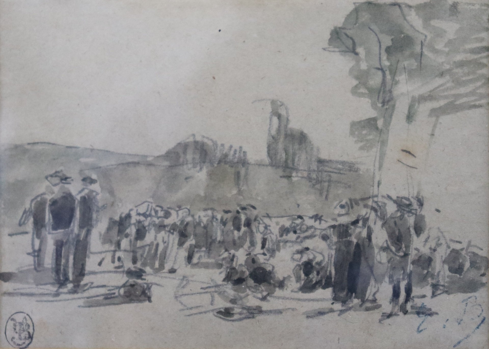 Appraisal: EUGENE LOUIS BOUDIN FRANCE - Marche En Plein Vent Pencil