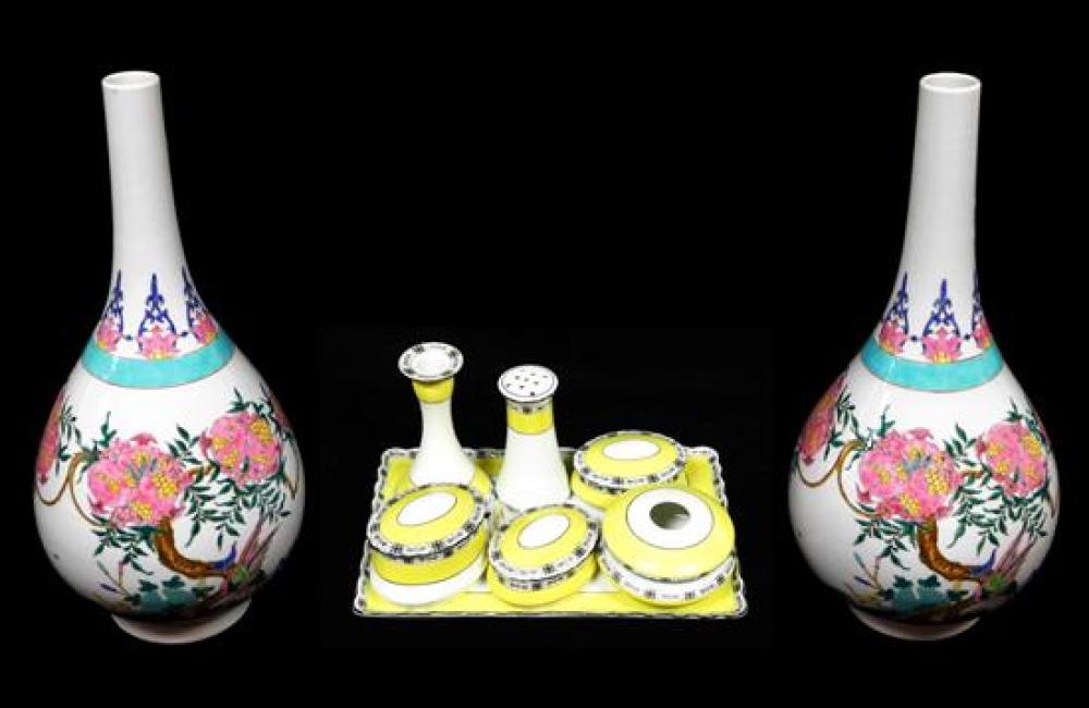 Appraisal: Porcelain vases and vanity set pair of Chinese Rose Medallion