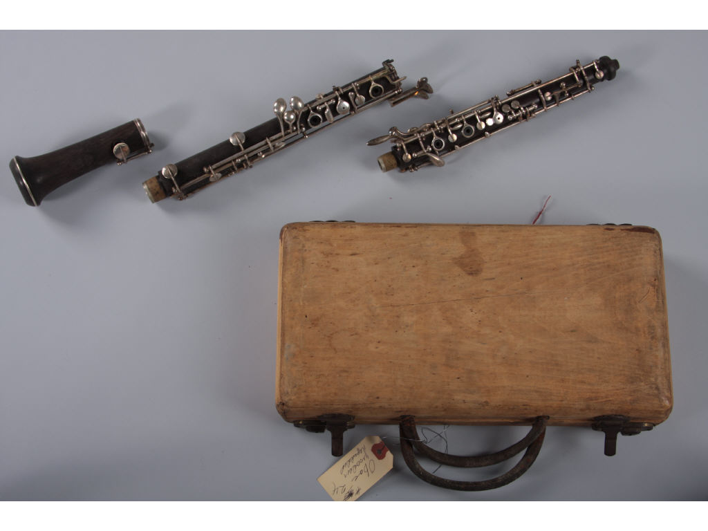 Appraisal: Vintage Wooden Oboe in case Unclear maker's stamp shows Parisian