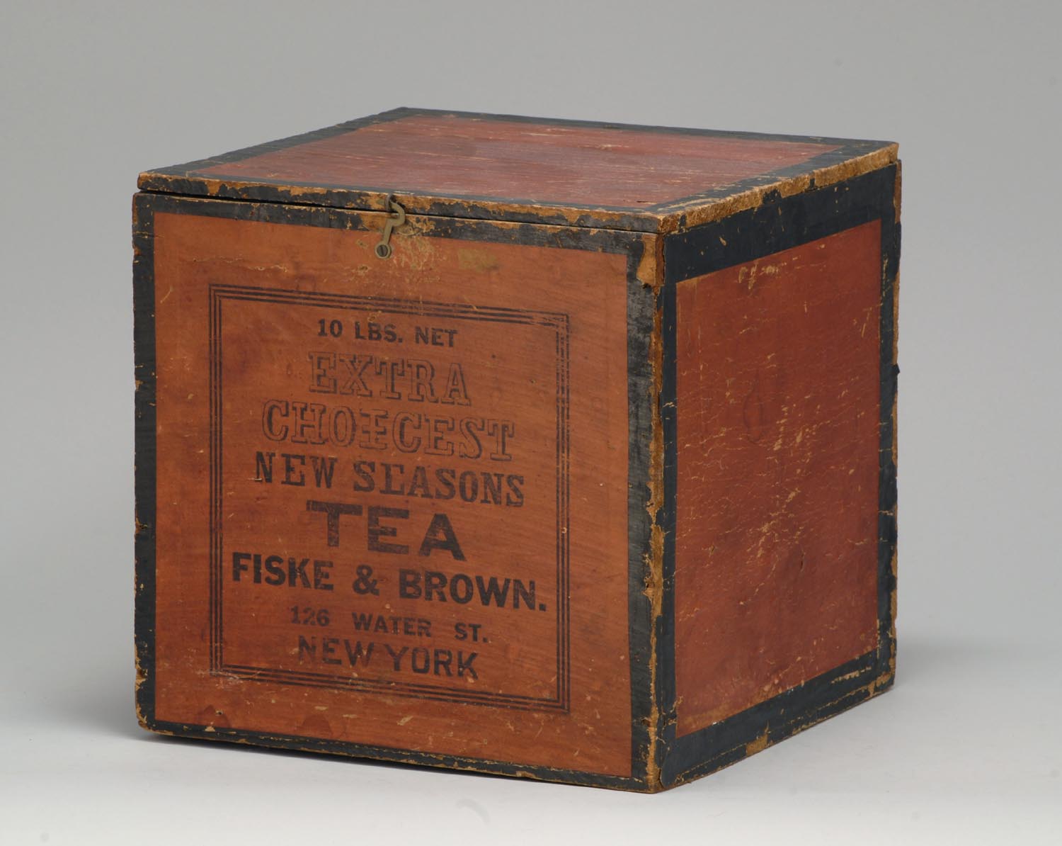 Appraisal: TH CENTURY WOOD TEA BOX covered with black and red