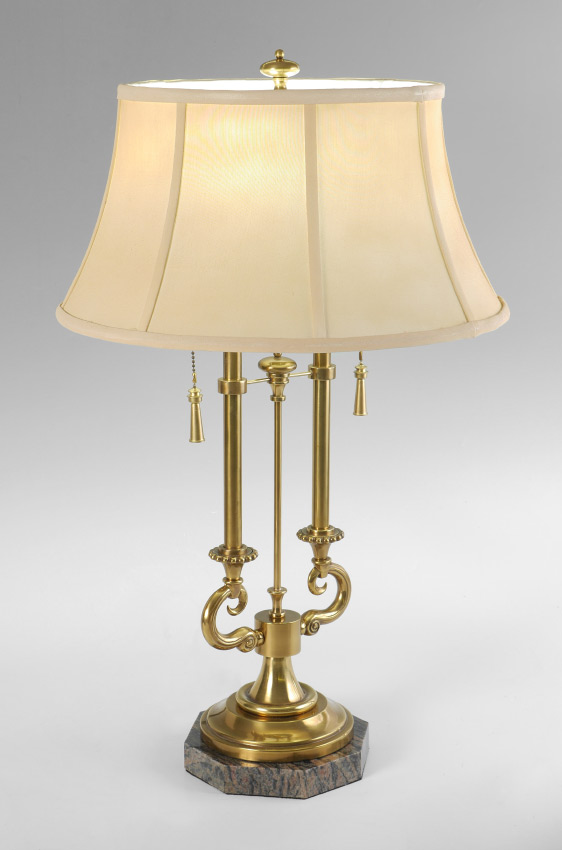 Appraisal: STIFFEL BRASS TABLE LAMP Double pedestal brass body with sockets