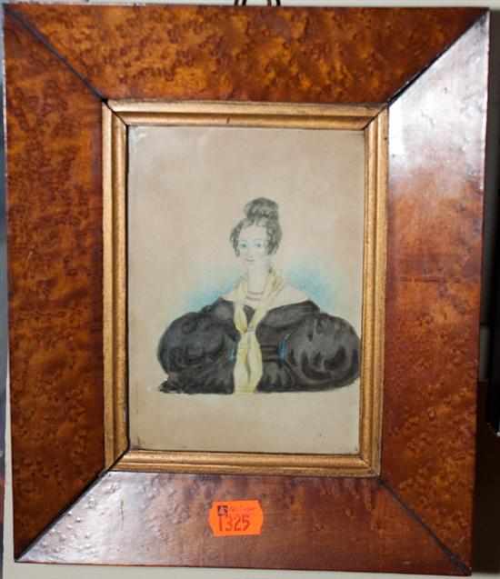 Appraisal: American School th century Portrait of a Woman watercolor on