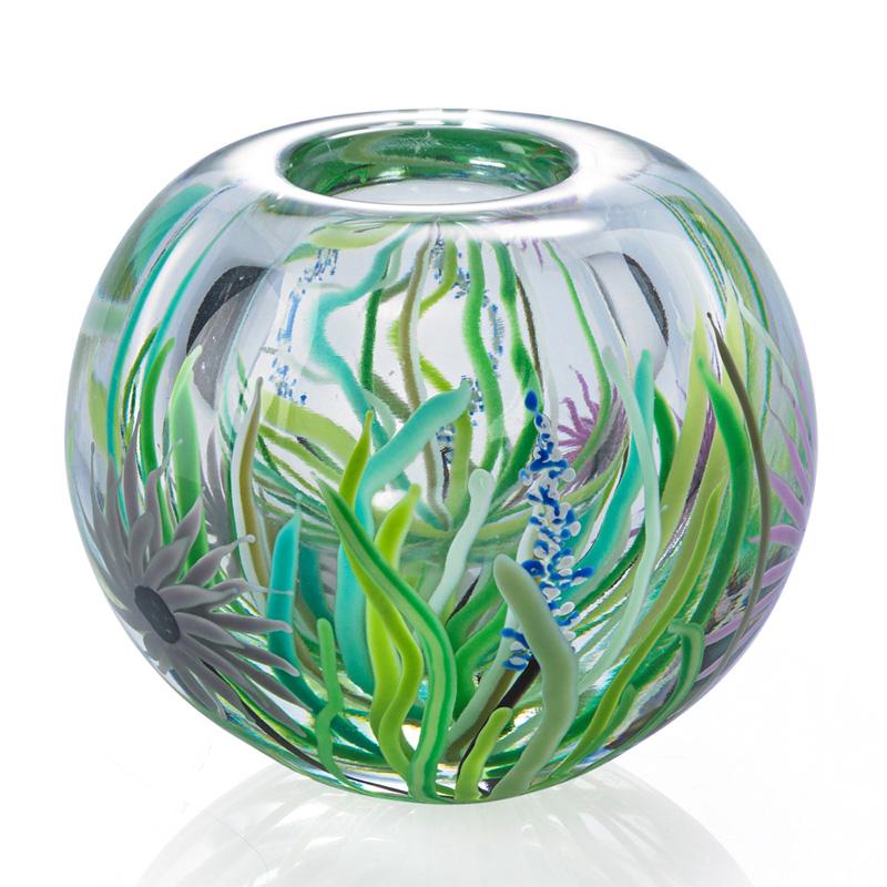 Appraisal: DAVID HUCHTHAUSEN Paperweight vase DAVID HUCHTHAUSEN b Paperweight glass vase