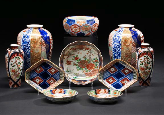 Appraisal: Pair of Japanese Imari Porcelain Shallow Condiment Dishes th century