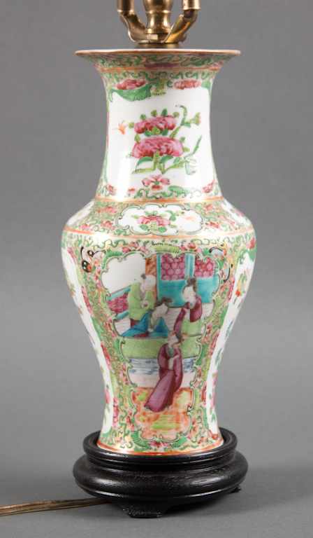 Appraisal: Chinese Export Rose Medallion porcelain vase mounted as a lamp