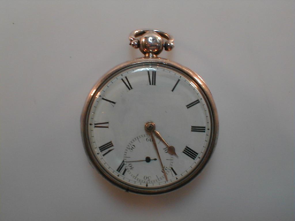 Appraisal: A silver cased open face pocket watch the white dial