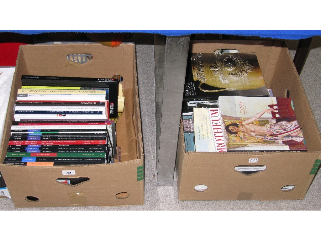 Appraisal: Lot comprising two boxes of international auction catalogues