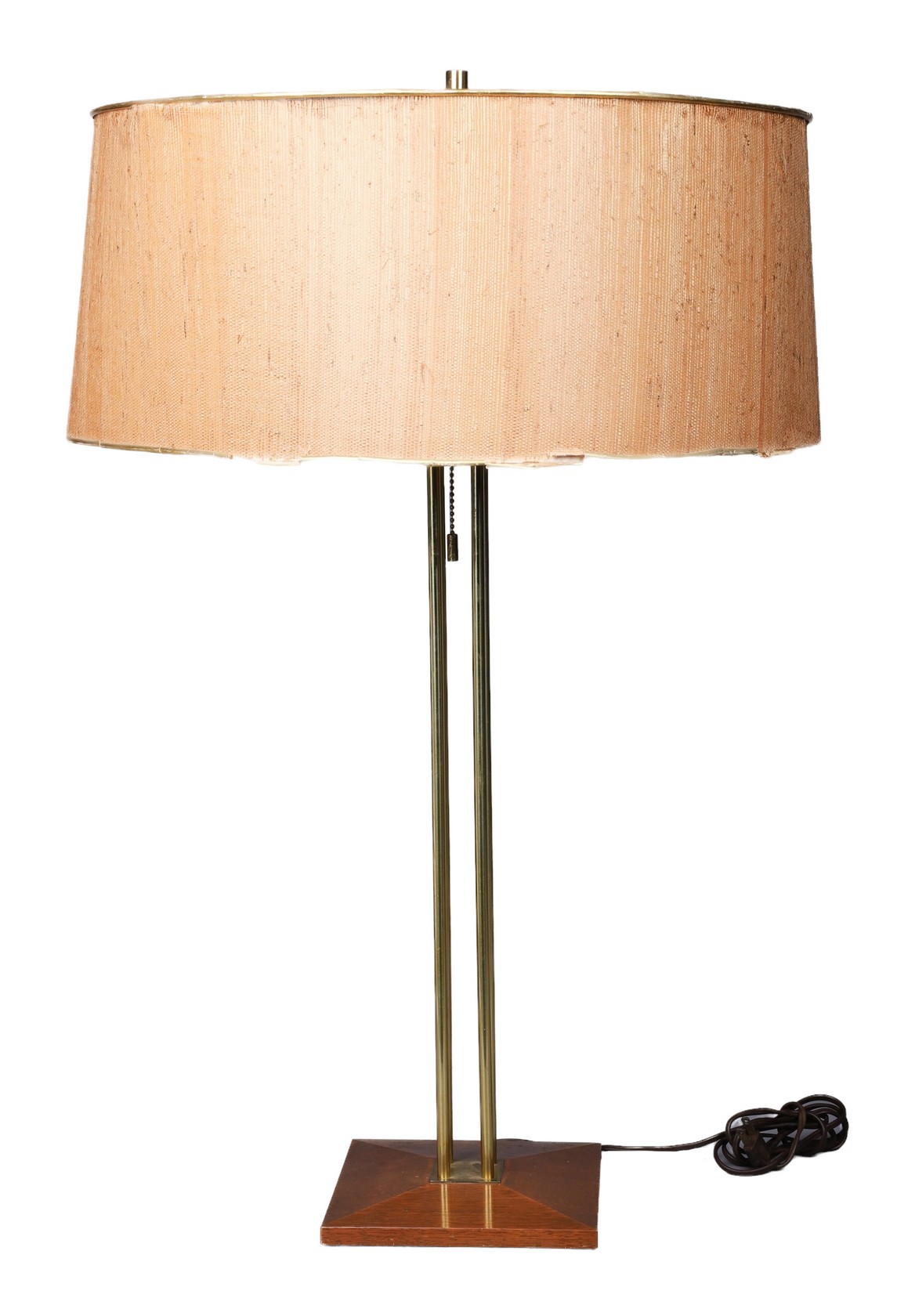 Appraisal: Paul McCobb style brass and walnut table lamp brass posts