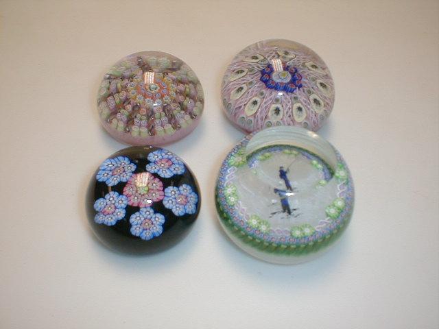 Appraisal: Paperweights a floral millefiori cane weight with J central cane