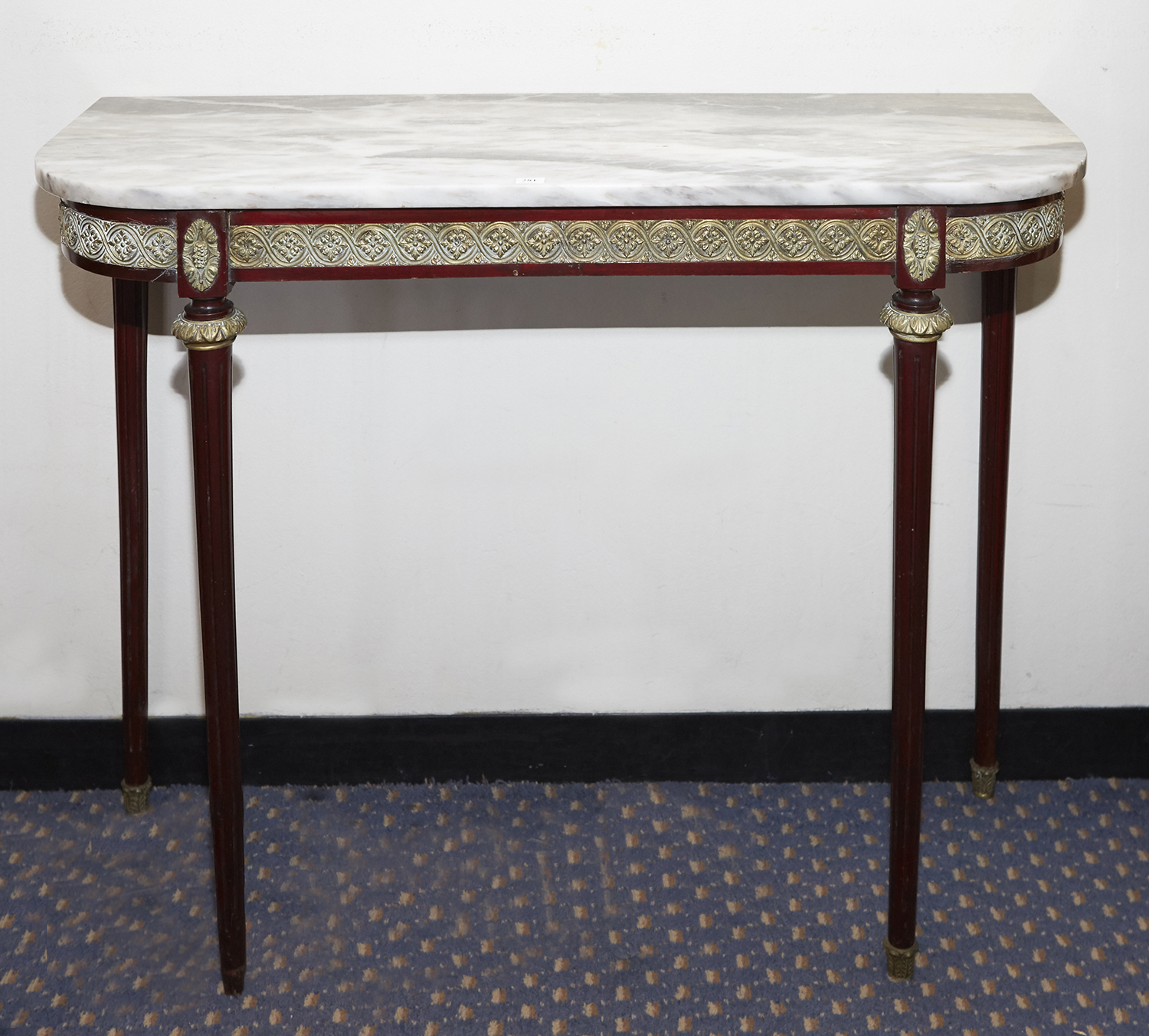 Appraisal: A LOUIS XVI STYLE CARRERA MARBLE TOPPED CONSOLE TABLE In