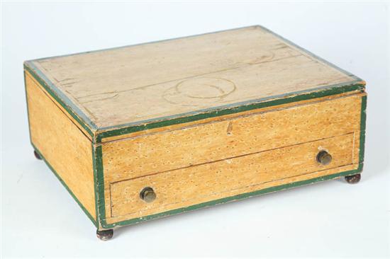 Appraisal: DECORATED BOX Attributed to New England mid th century softwood