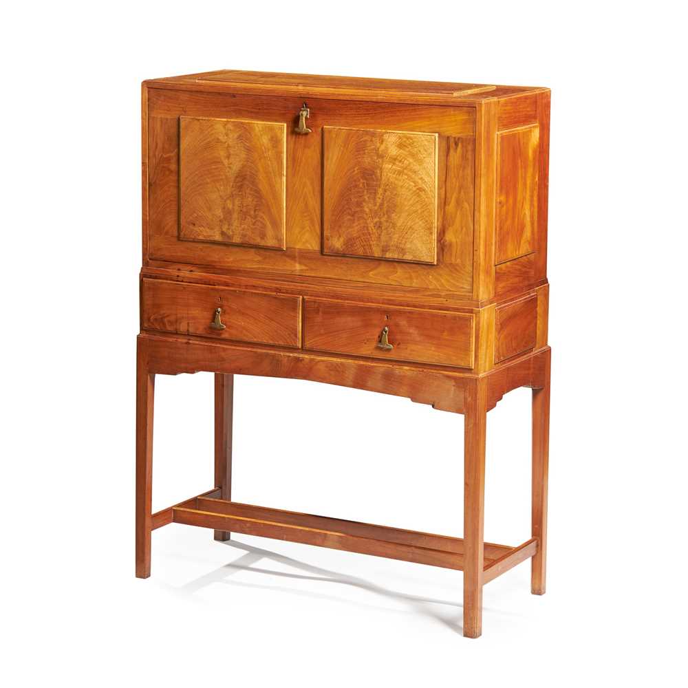 Appraisal: EDWARD BARNSLEY - SECRETAIRE DESK CIRCA walnut the fitted interior