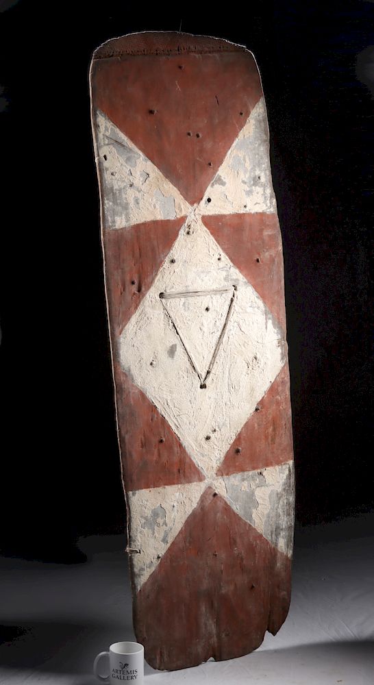 Appraisal: th C Papua New Guinea Maring Wooden Shield Oceania Papua