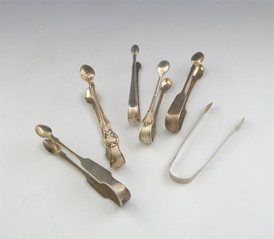 Appraisal: Six various antique pairs of sugar tongs including an Irish