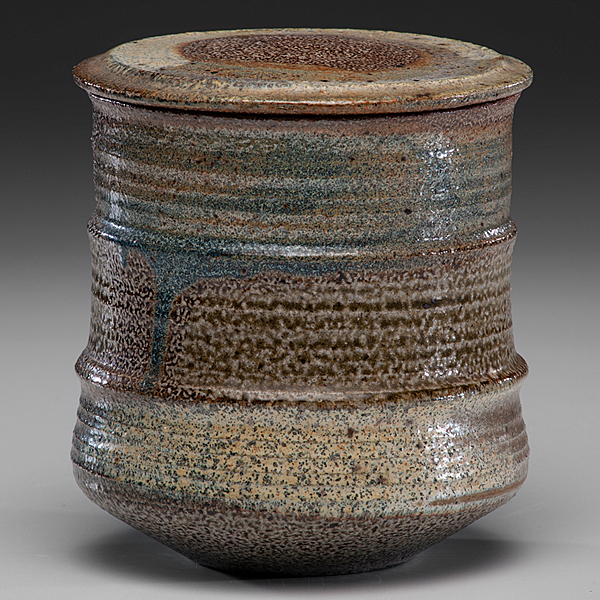 Appraisal: Lidded Jar ca Wood-fired salt-glazed stoneware ht dia in Artist