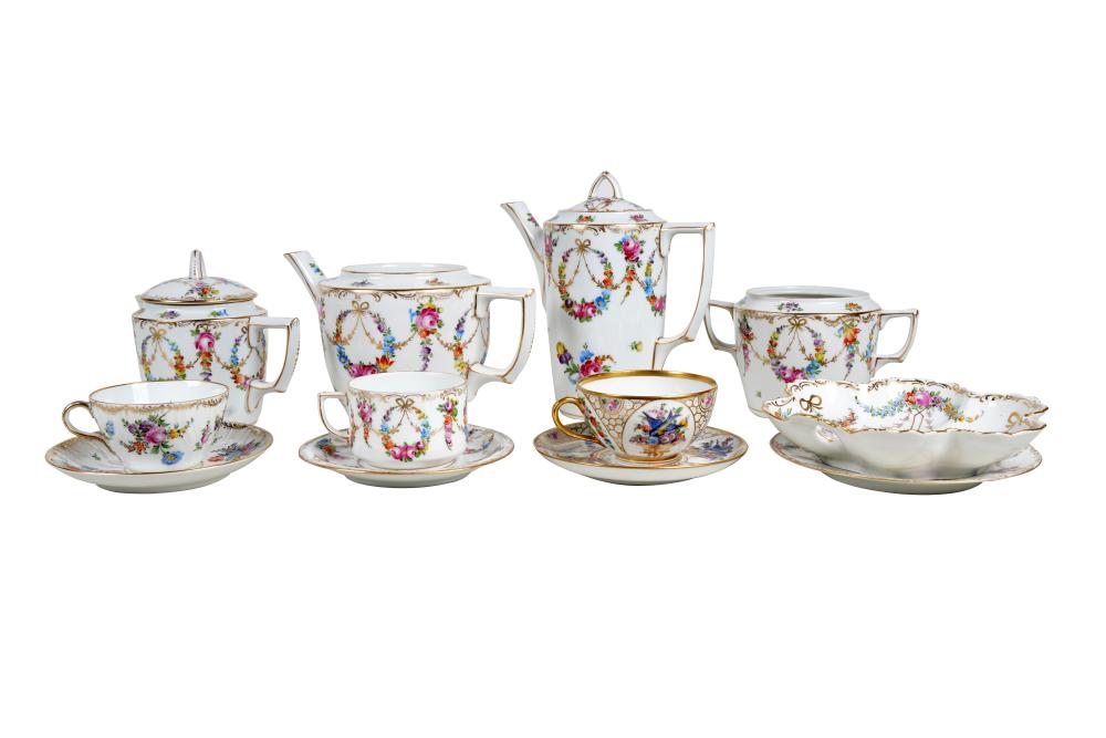 Appraisal: CROWN DRESDEN PORCELAIN TEA SERVICEwith crown D mark and further